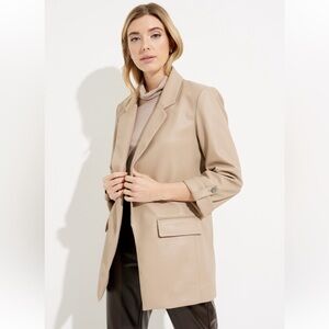 Power Blazer Joseph Ribkoff Tan Formal‎ Neutral Open Front 18/XL